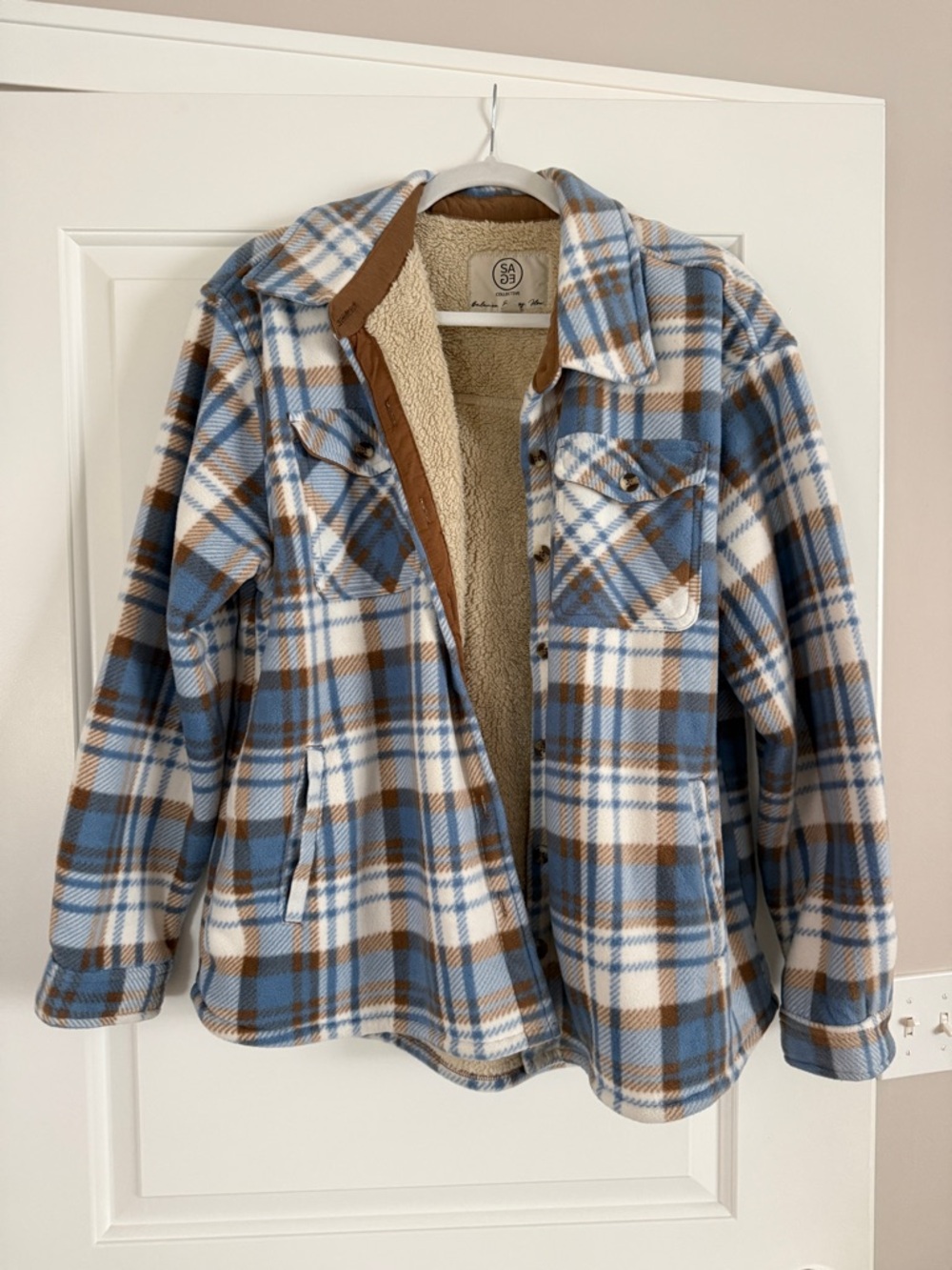 SAGE Collective Plaid Sherpa Jacket